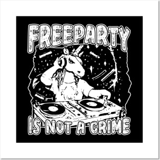 Tekno Free Party Is Not A Crime Unicorn DJ Posters and Art